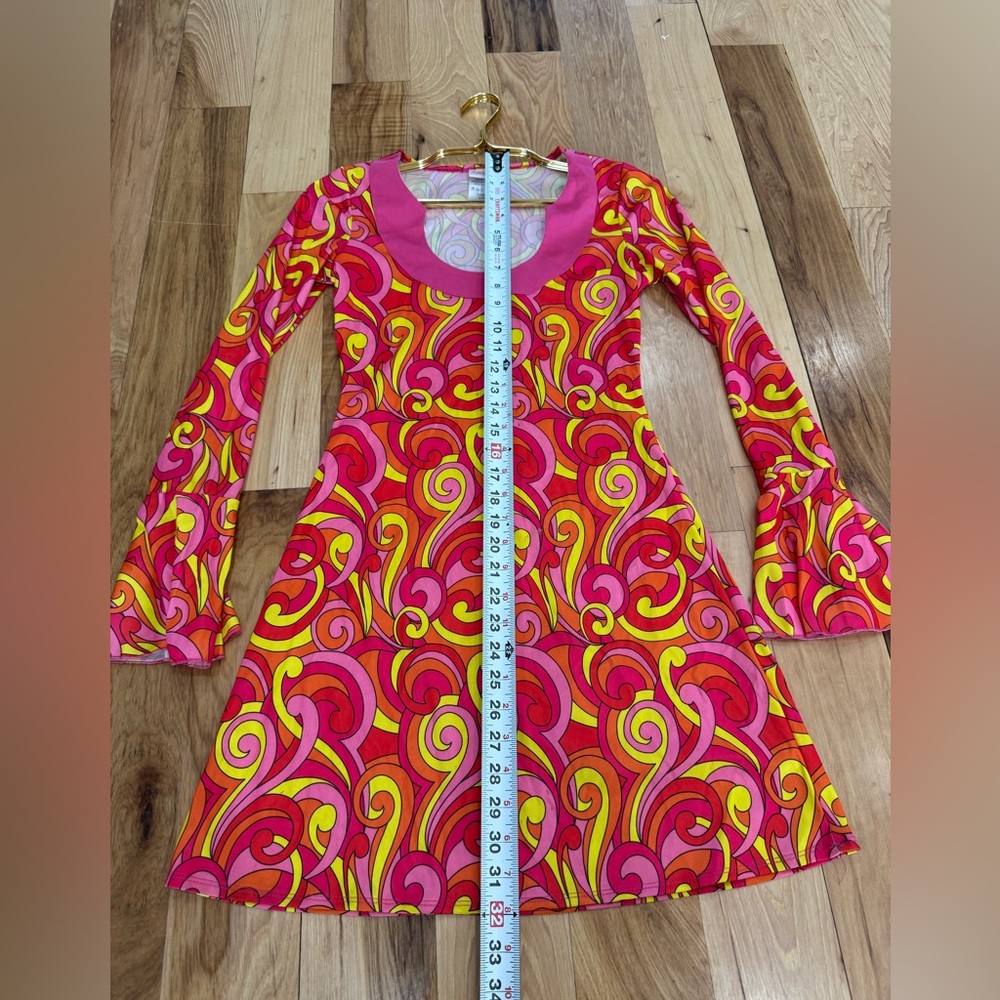 70’s Dream Girl Vibrant Swirl Pattern Dress w Accessories Adult Small Halloween - Picture 7 of 12